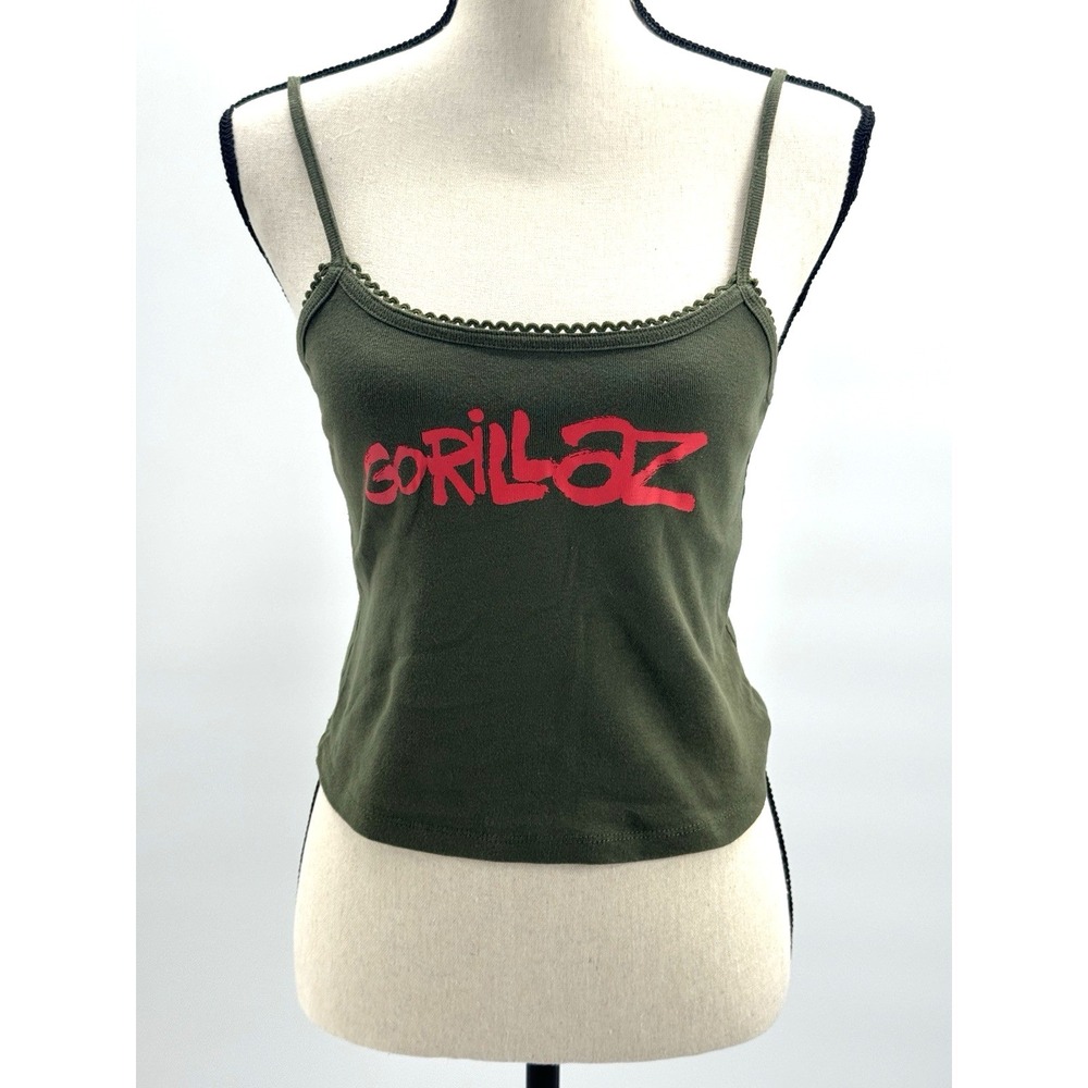 Gorillaz Crop Top Cami Tank Band Tee Lace Edge Goblin Fairy Grunge Cyber Sleaze